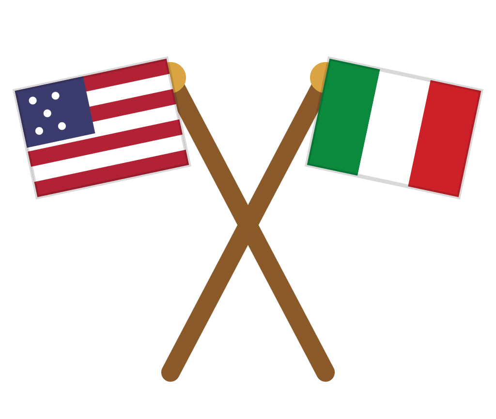 Zio's Italian Deli logo - crossed American and Italian flags